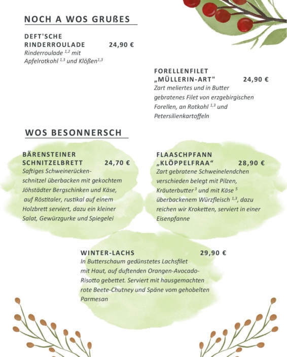 SPEISEKARTE DOS GIEHT IMMER Seite 2 ab November 2025